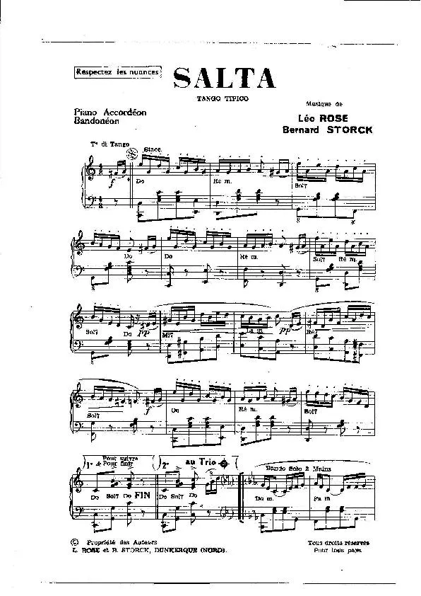 télécharger la partition d'accordéon Salta (Tango Tipico) au format PDF