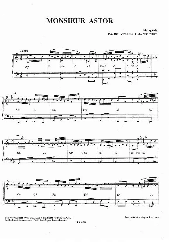 télécharger la partition d'accordéon Monsieur Astor (Tango) au format PDF