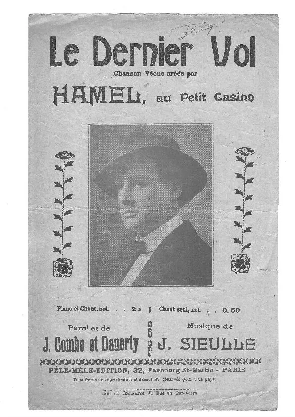 télécharger la partition d'accordéon Le dernier vol (Chant : Georges Hamel) (Chanson Vécue) au format PDF