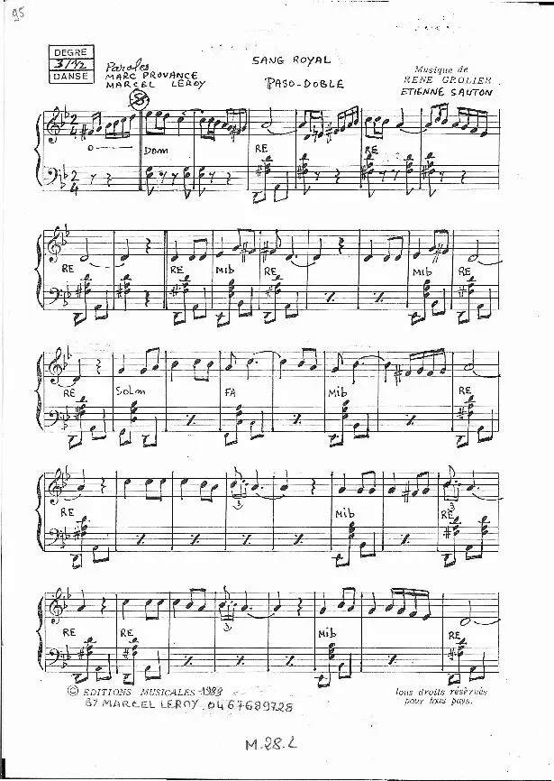 télécharger la partition d'accordéon Sang Royal (Paso Doble) au format PDF