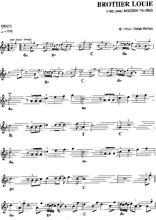 télécharger la partition d'accordéon Brother Louie (Modern Talking) au format PDF
