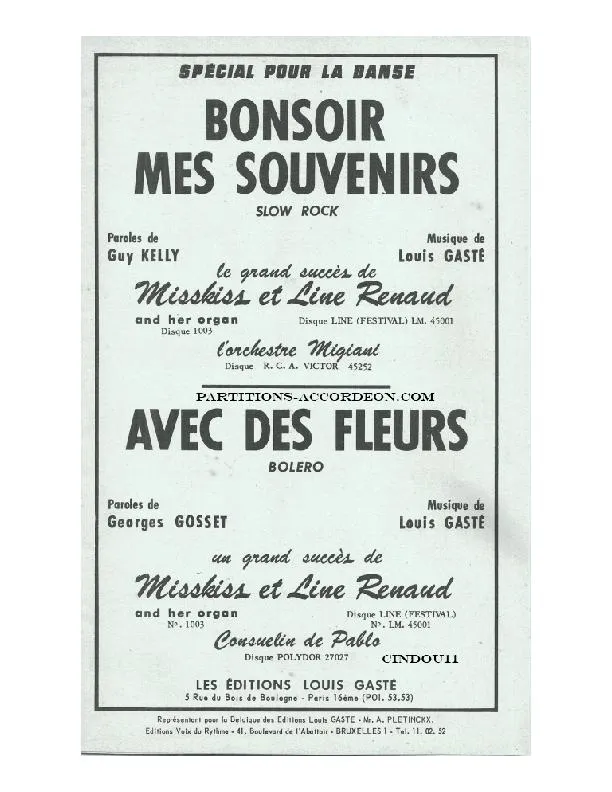 télécharger la partition d'accordéon Avec des fleurs  au format PDF