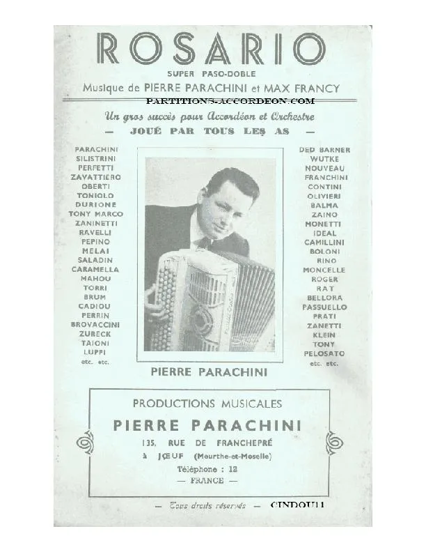 télécharger la partition d'accordéon Rosario (Orchestration Complète) (Paso Doble) au format PDF