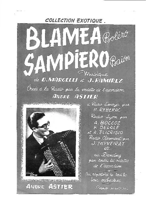 télécharger la partition d'accordéon Blamea (Créé par : André Astier) (Orchestration) (Boléro) au format PDF