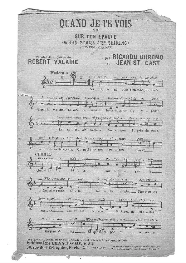 télécharger la partition d'accordéon Quand je te vois (Sur ton épaule) (When stars are shining) (Chant : Georges Vorelli / Carmen Vildez) (Fox Trot Chanté) au format PDF