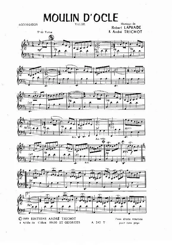 télécharger la partition d'accordéon Moulin d'Ocle (Valse) au format PDF