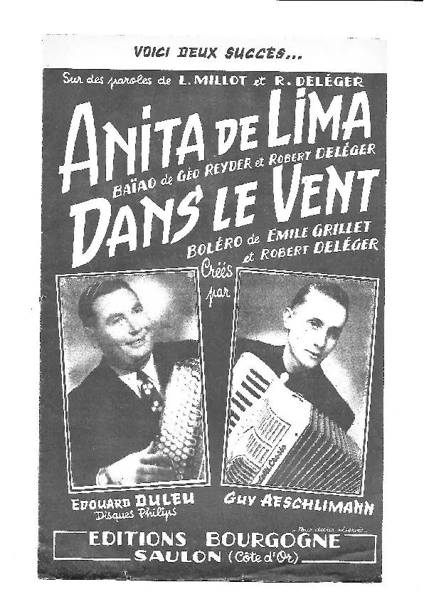 télécharger la partition d'accordéon Dans le vent (Créé par : Edouard Duleu / Guy Aeschlimann) (Orchestration) (Rumba Boléro) au format PDF