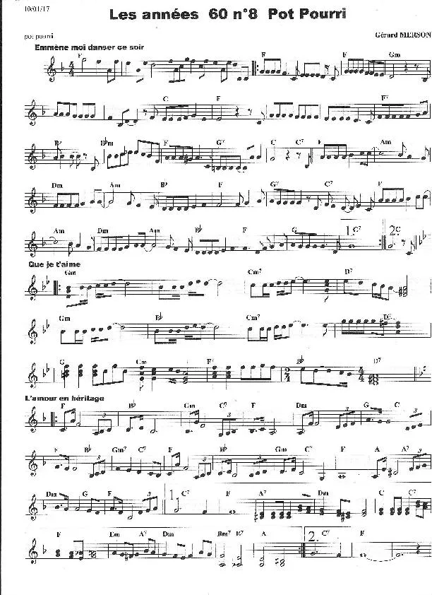 télécharger la partition d'accordéon Les années 60 Pot Pourri n°8 (Arrangement : Gérard Merson) au format PDF