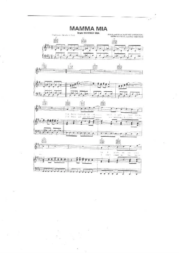 télécharger la partition d'accordéon Mamma Mia (Chant : Abba) au format PDF