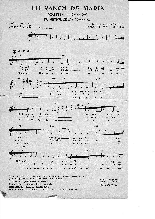 télécharger la partition d'accordéon Le Ranch de Maria (Casetta in Canada) (Mambo) au format PDF