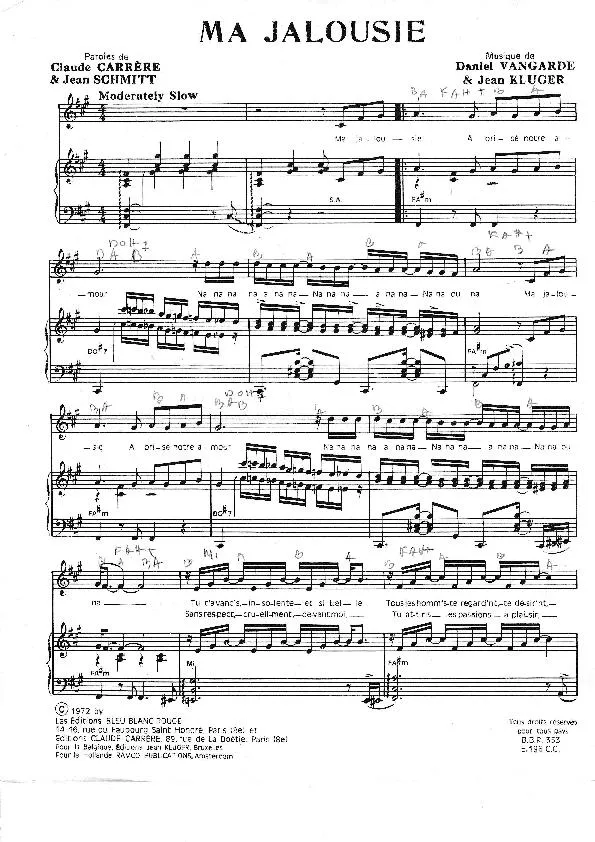 télécharger la partition d'accordéon Ma jalousie (Chant : Ringo) (Slow) au format PDF