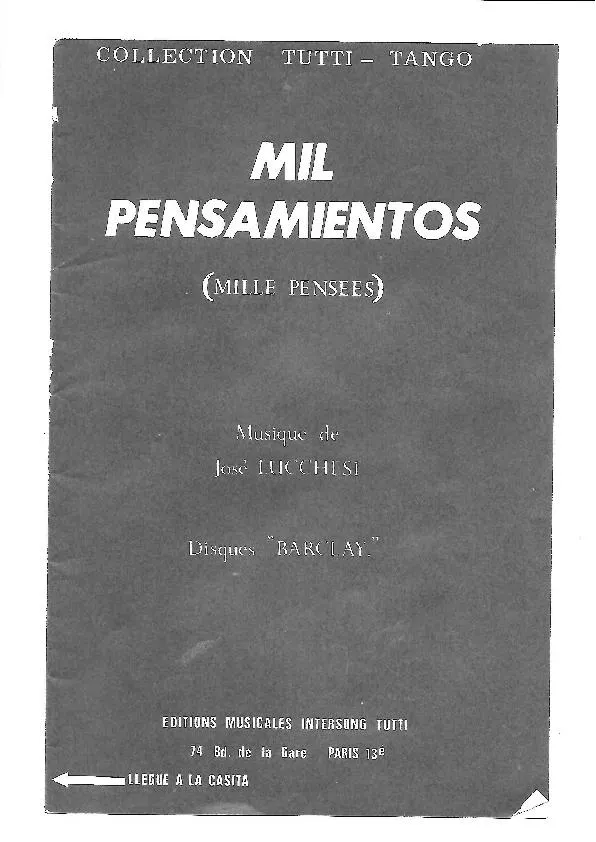 télécharger la partition d'accordéon Mil pensamientos (Milles pensées) (Orchestration Complète) (Tango) au format PDF