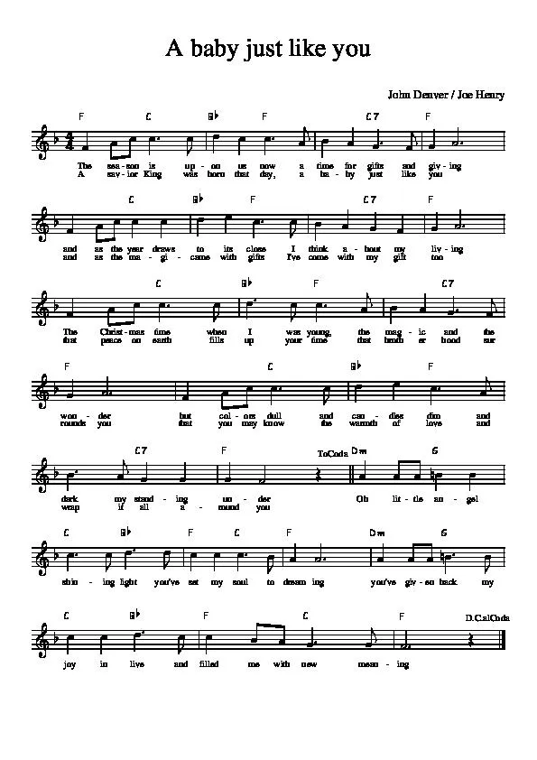 télécharger la partition d'accordéon A baby just like you au format PDF