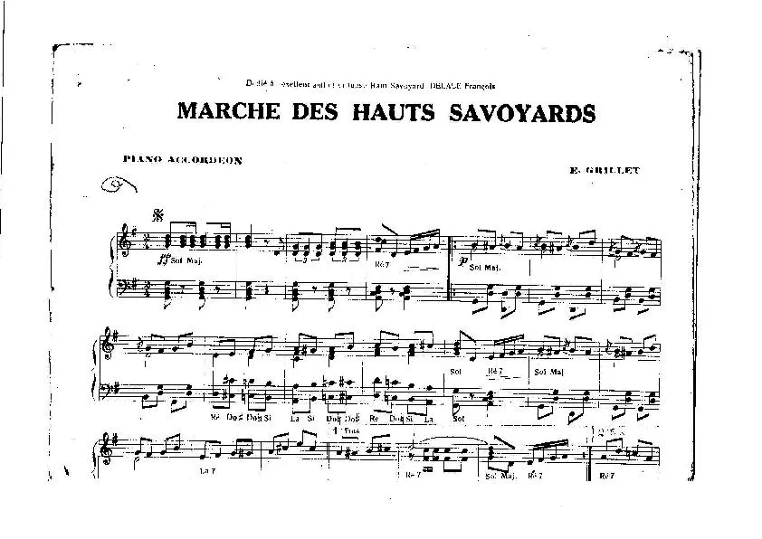 télécharger la partition d'accordéon Marche des hauts Savoyards au format PDF