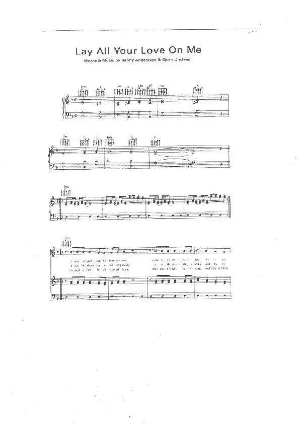 télécharger la partition d'accordéon Lay all your love on me (Chant : Abba) au format PDF