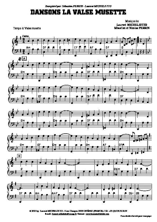 télécharger la partition d'accordéon Dansons la valse musette au format PDF
