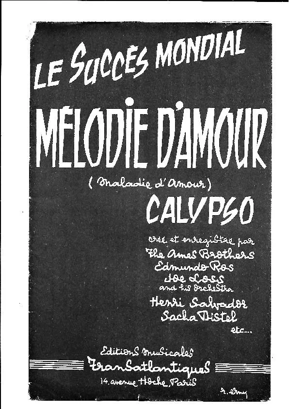 télécharger la partition d'accordéon Mélodie d'amour (Maladie d'amour) (Orchestration Complète) (Calypso) au format PDF