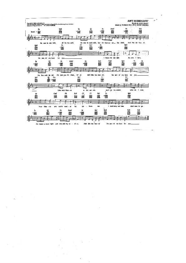 télécharger la partition d'accordéon Ain't Misbehavin' (Fats Waller) (Standard du jazz) au format PDF