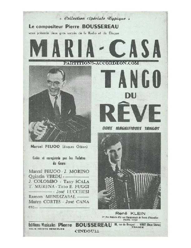 télécharger la partition d'accordéon Maria Casa (Tango Typico) au format PDF