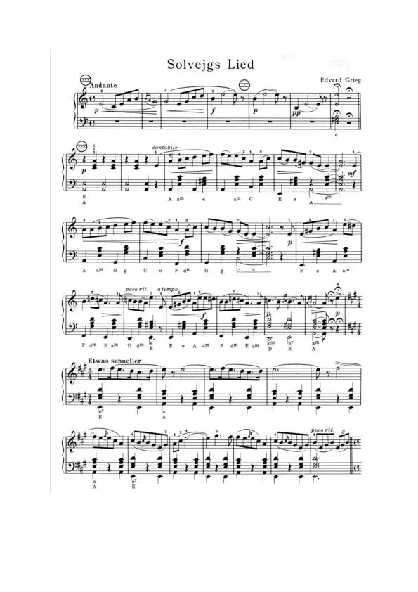 télécharger la partition d'accordéon Solvejgs Lied au format PDF
