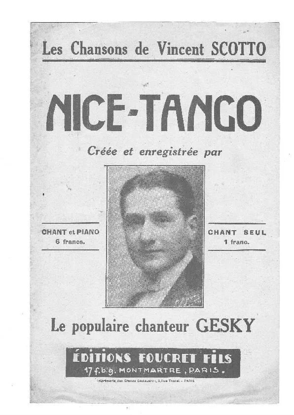 télécharger la partition d'accordéon Nice Tango (Chant : Gesky) au format PDF