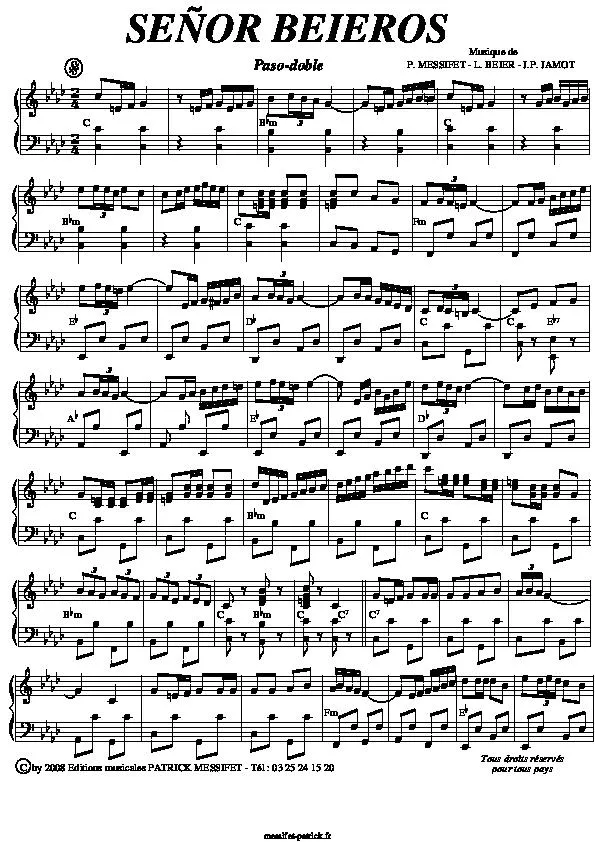 télécharger la partition d'accordéon Señor Beieros (Paso Doble) au format PDF