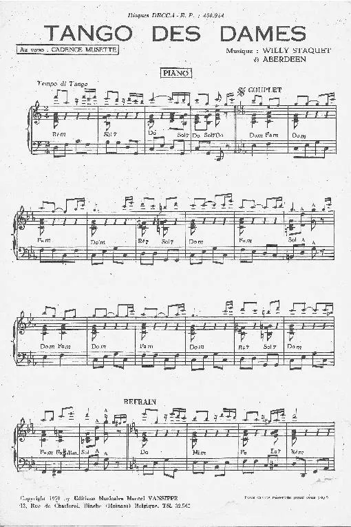télécharger la partition d'accordéon Tango des dames (Orchestration) au format PDF