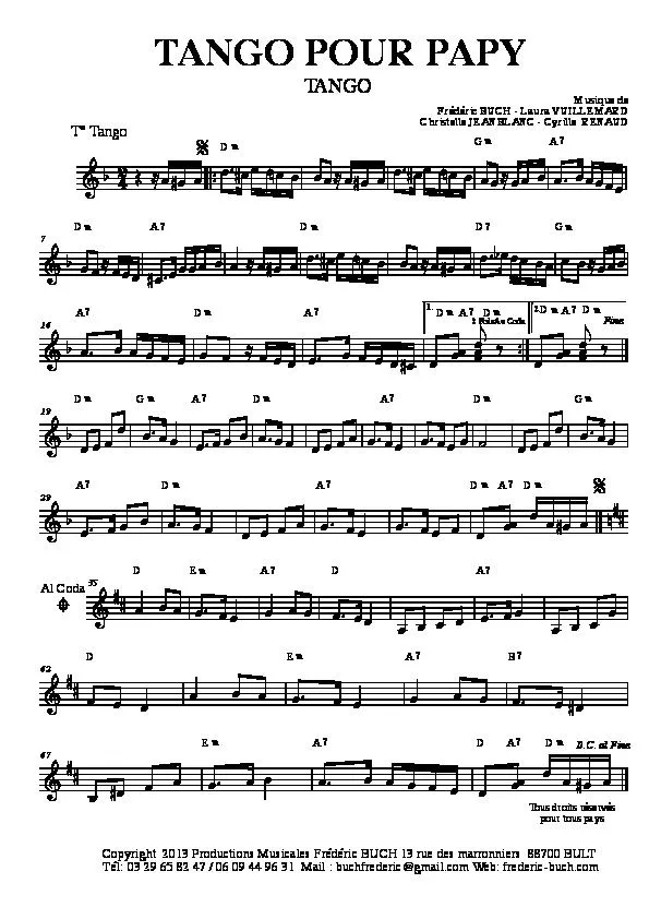 télécharger la partition d'accordéon Tango pour Papy au format PDF