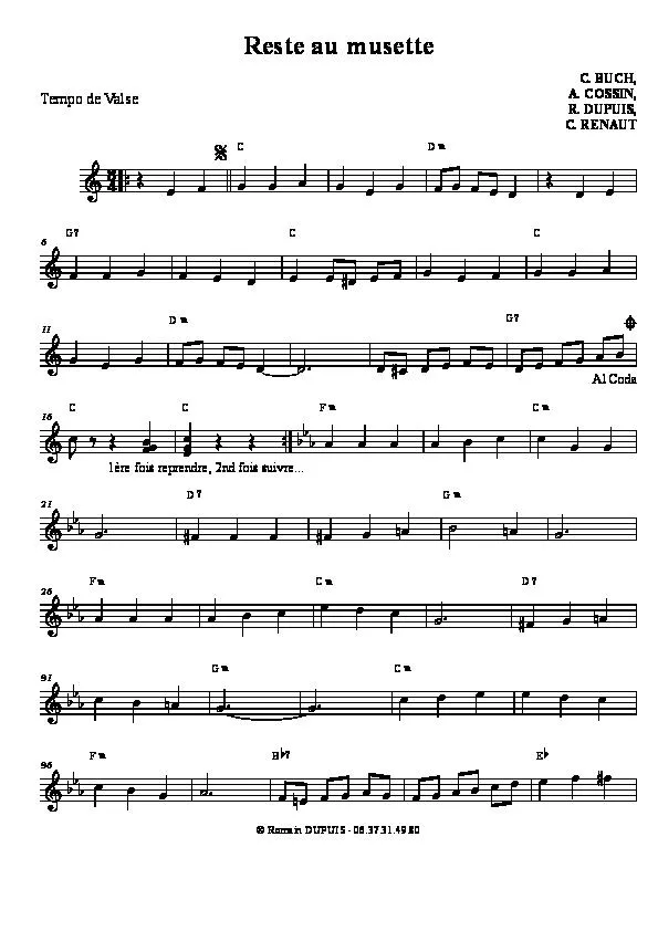 télécharger la partition d'accordéon Reste au musette (Valse) au format PDF