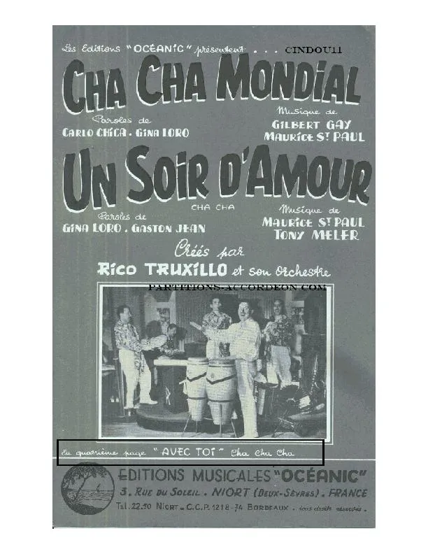 télécharger la partition d'accordéon Avec toi (Cha Cha Cha) au format PDF
