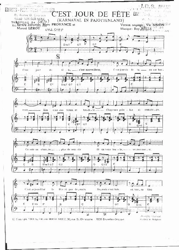 télécharger la partition d'accordéon C'est jour de fête (Karnaval in Pajottenland) (One Step) au format PDF