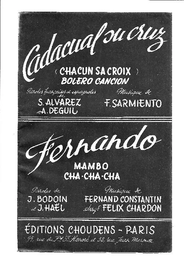 télécharger la partition d'accordéon Cadacual su cruz (Chacun sa croix) (Orchestration) (Boléro Cancion) au format PDF