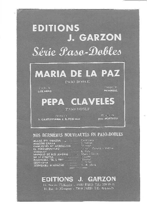 télécharger la partition d'accordéon Pepa Claveles (Orchestration Complète) (Paso Doble) au format PDF
