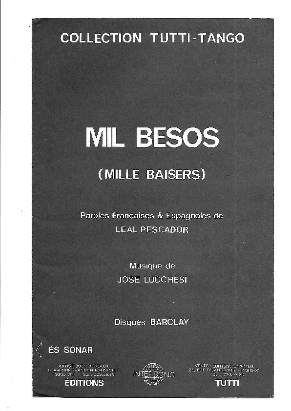 télécharger la partition d'accordéon Mil besos (Mille baisers) (Orchestration Complète) (Tango) au format PDF