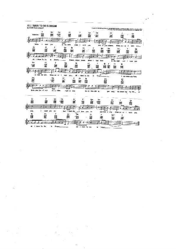 télécharger la partition d'accordéon All I have to do is dream (Chant : The Everly Brothers) (Country) au format PDF