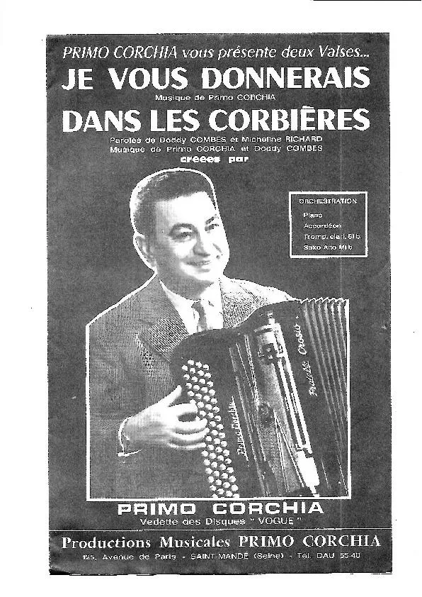 télécharger la partition d'accordéon Dans les Corbières (Accordéon Mélodie) (Valse) au format PDF