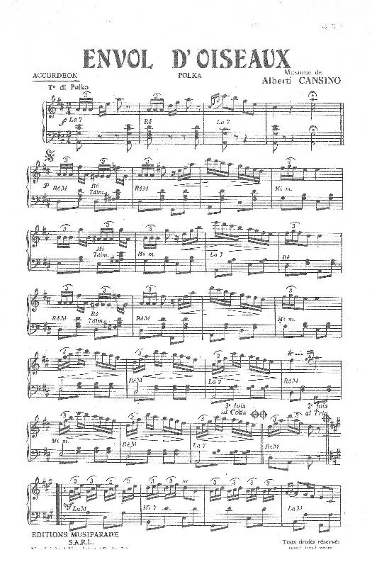 télécharger la partition d'accordéon Envol d'oiseaux (Polka) au format PDF