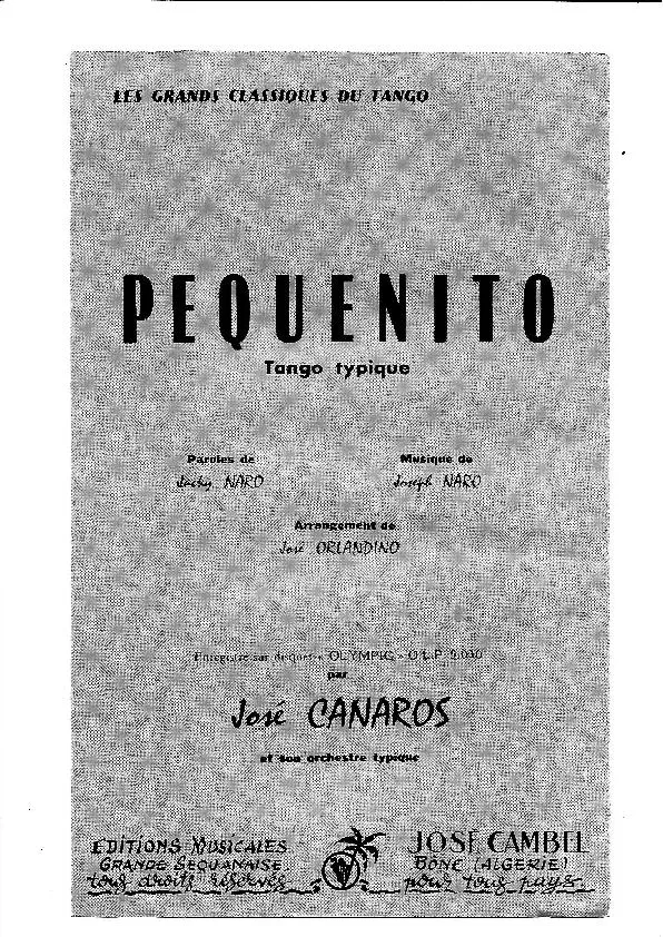 télécharger la partition d'accordéon Pequenito (arrangement : José Orlandino) (Orchestration) (Tango Typique) au format PDF