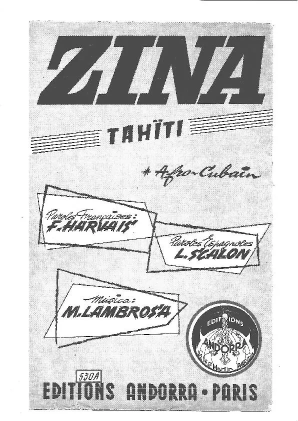 télécharger la partition d'accordéon Zina (Tahiti) (Orchestration) (Afro Cubano) au format PDF