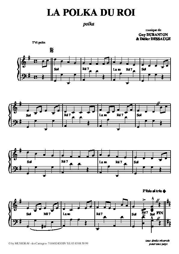 télécharger la partition d'accordéon La polka du roi au format PDF
