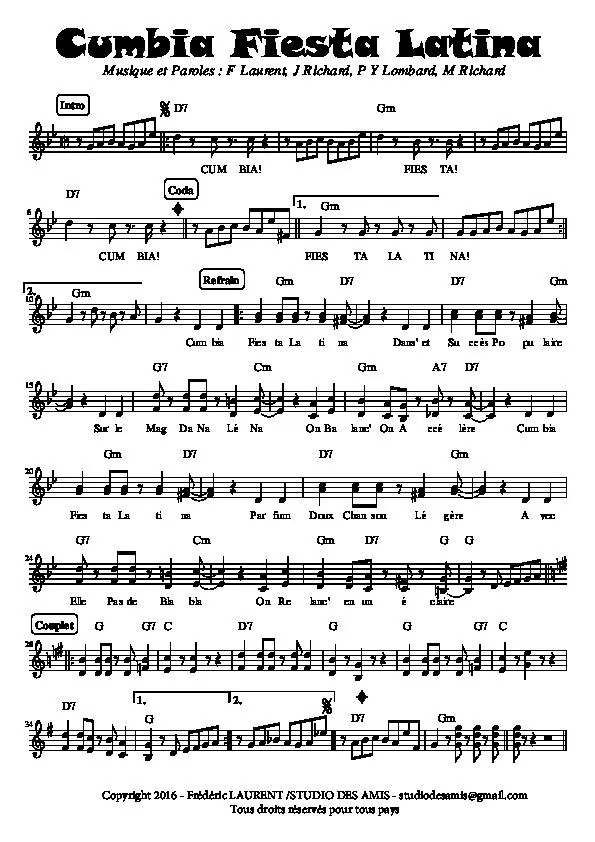 télécharger la partition d'accordéon Cumbia Fiesta Latina au format PDF