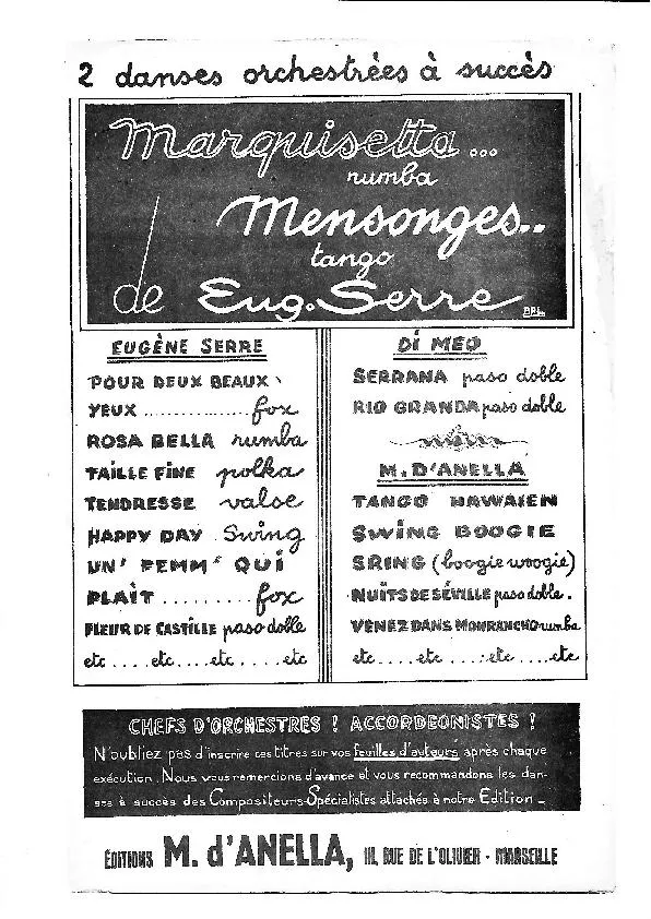 télécharger la partition d'accordéon Mensonges (Orchestration Complète) (Tango) au format PDF