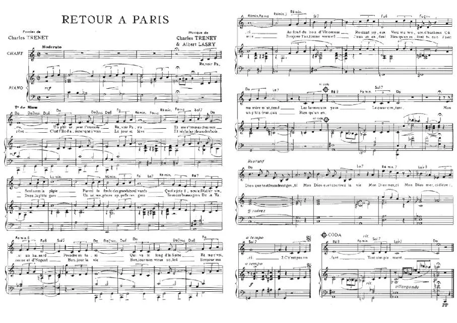 télécharger la partition d'accordéon Retour à Paris (Slow) au format PDF