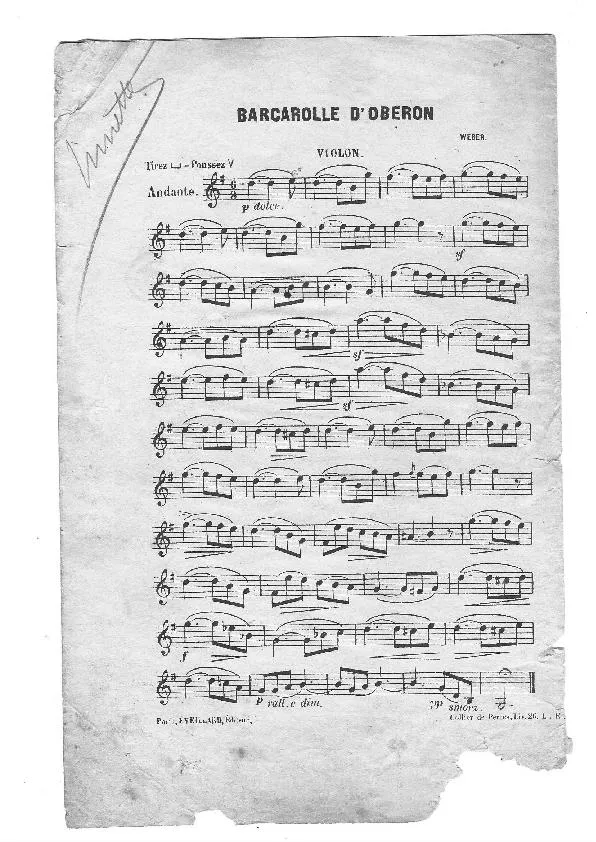télécharger la partition d'accordéon Barcarolle d'Obéron (Musique Classique) au format PDF