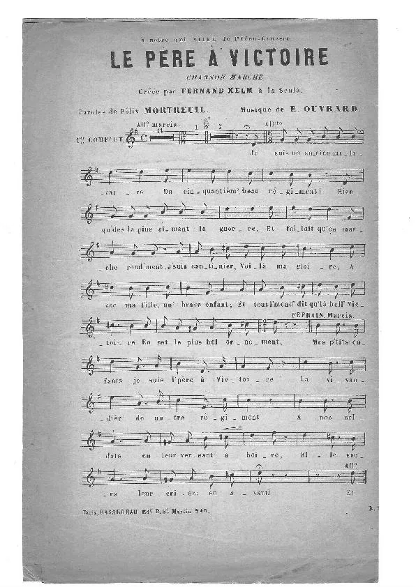 télécharger la partition d'accordéon Le père à Victoire (Créée par : Fernand Kelm à la Scala) (Chanson Marche) au format PDF