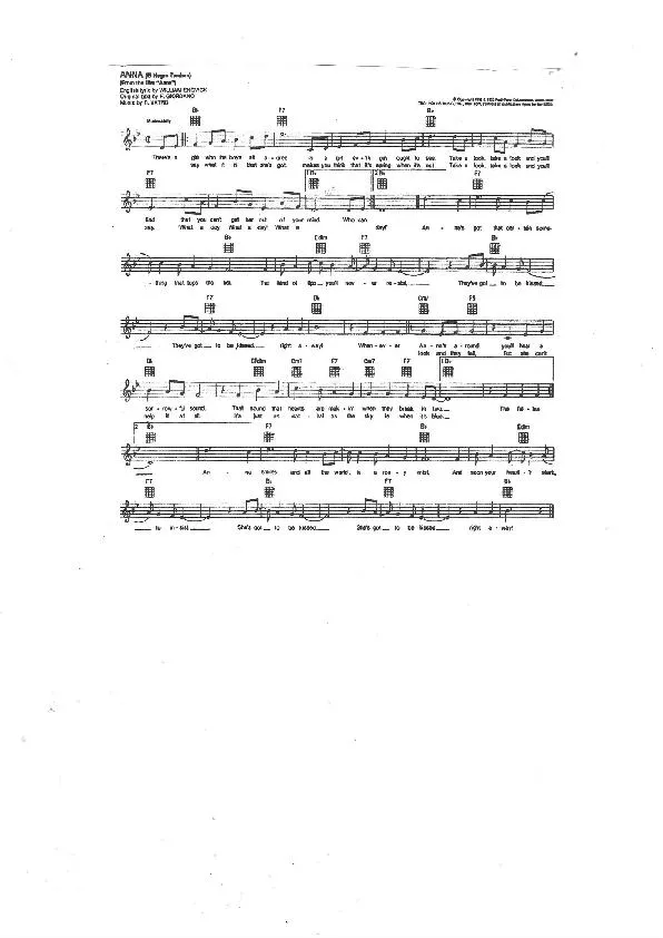 télécharger la partition d'accordéon Anna (El Negro Zumbon) (Du Film : Anna) (Chant : Silvana Mangano) au format PDF