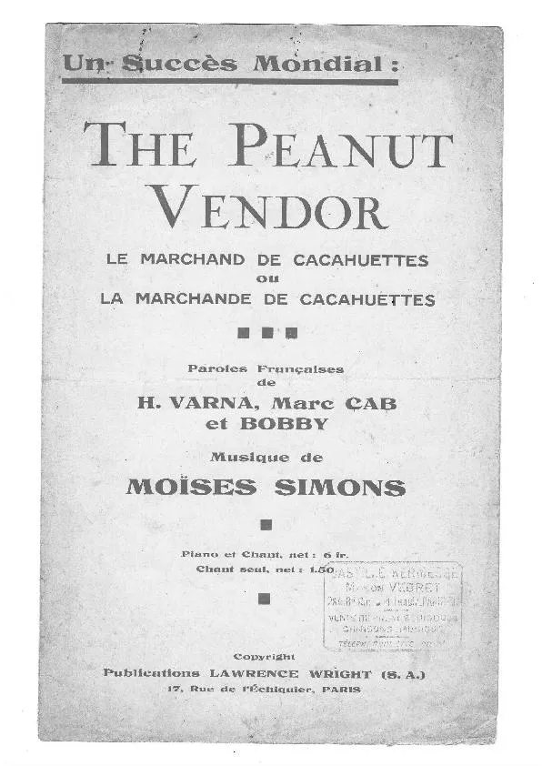 télécharger la partition d'accordéon Le marchand de cacahuètes (The Peanut Vendor) (Chant : Maria Candido) (Rumba) au format PDF