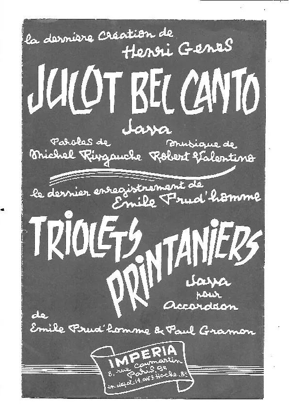 télécharger la partition d'accordéon Julot Bel Canto (Orchestration Complète) (Java) au format PDF