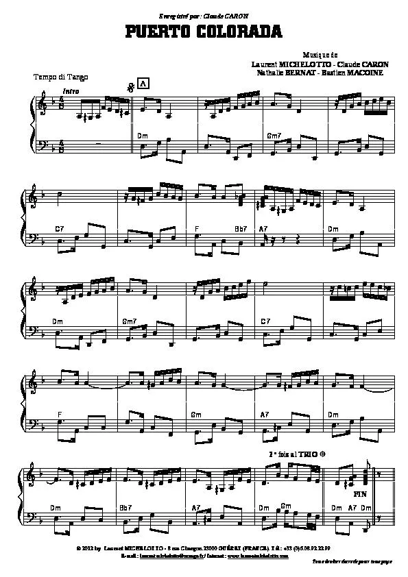 télécharger la partition d'accordéon Puerto Colorada (Tango) au format PDF