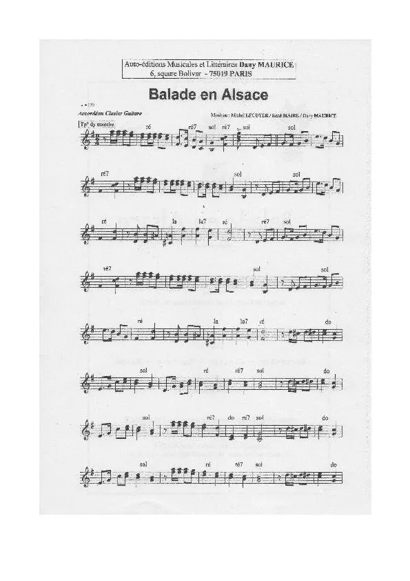 télécharger la partition d'accordéon Balade en Alsace (Marche) au format PDF